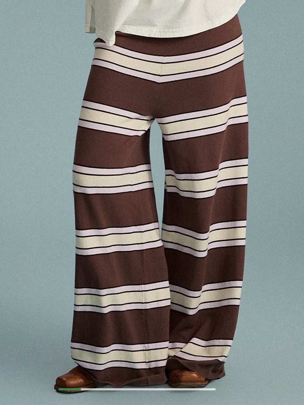 NWOT- Aerie Sunday Soft Wide Leg Striped Trousers- Size L